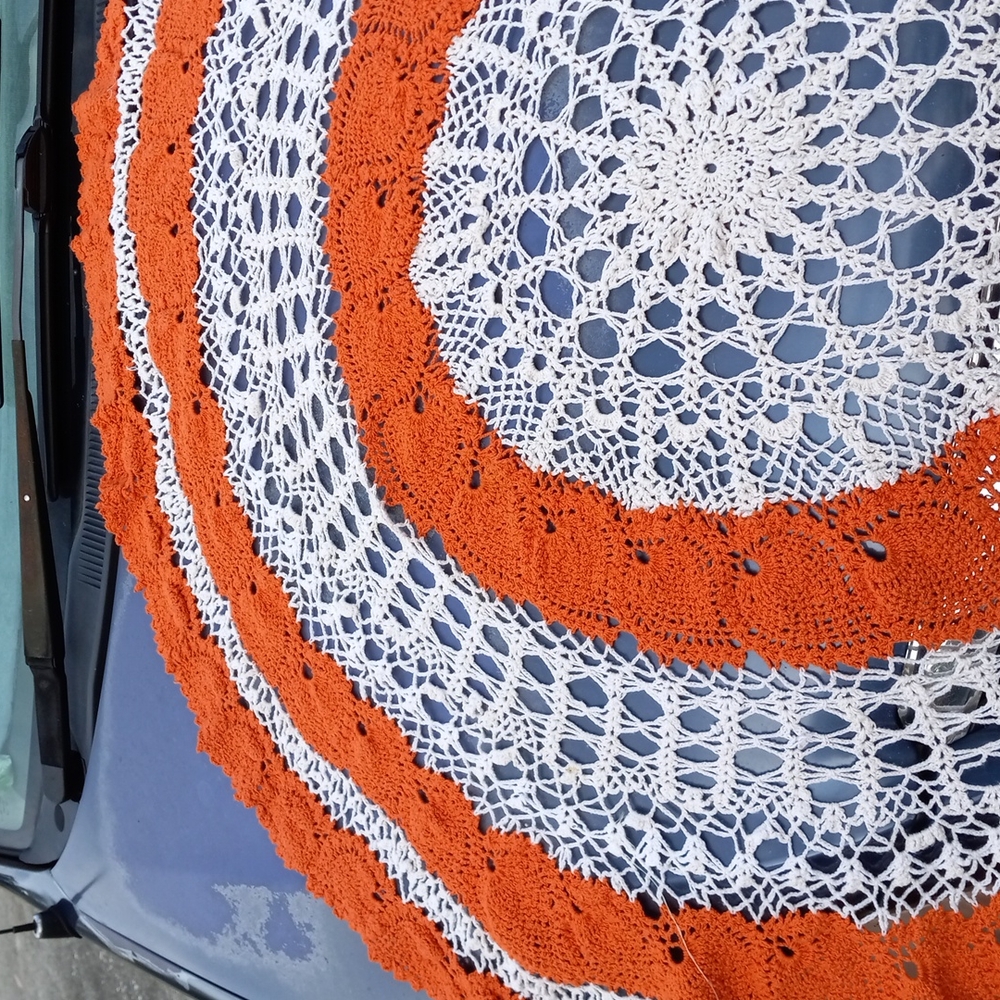 Hand crocheted tablecloth or cover